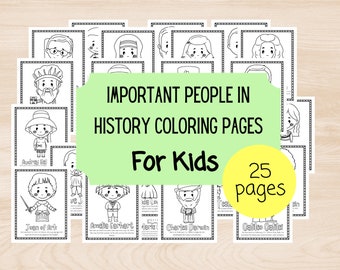 Belangrijke mensen in de geschiedenis kleurplaatbundel. Leerplanhulpmiddel voor thuisonderwijs. Educatieve kleurplaten voor kinderen. Activiteitenbladen voor peuters