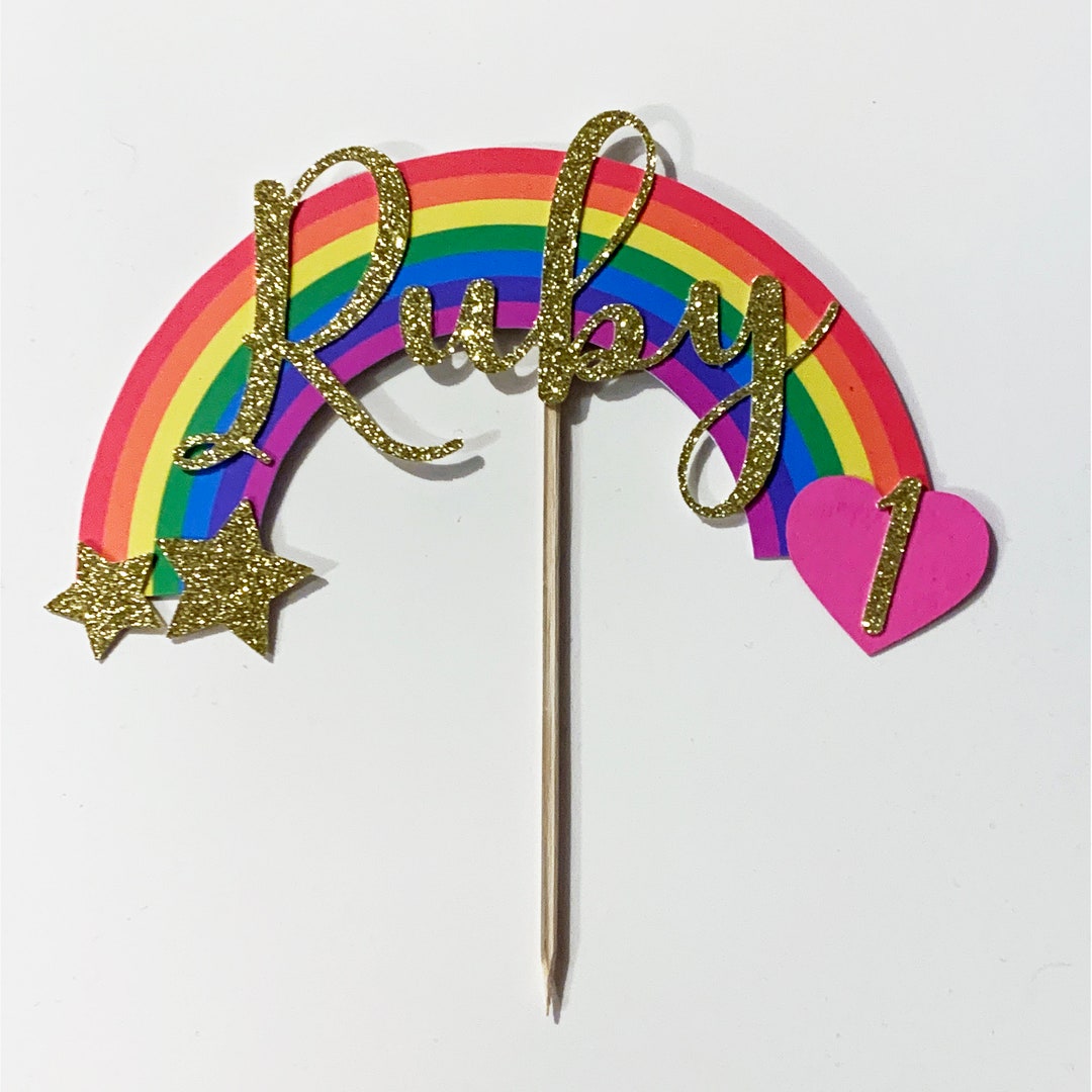 Personalised Rainbow Cake Topper - Etsy