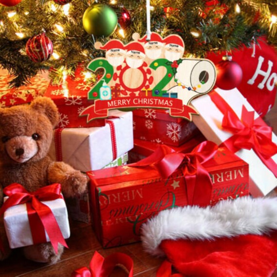 Christmas Santa Claus With Mask Survived Family Hanging Xmas Tree Lockdown Year