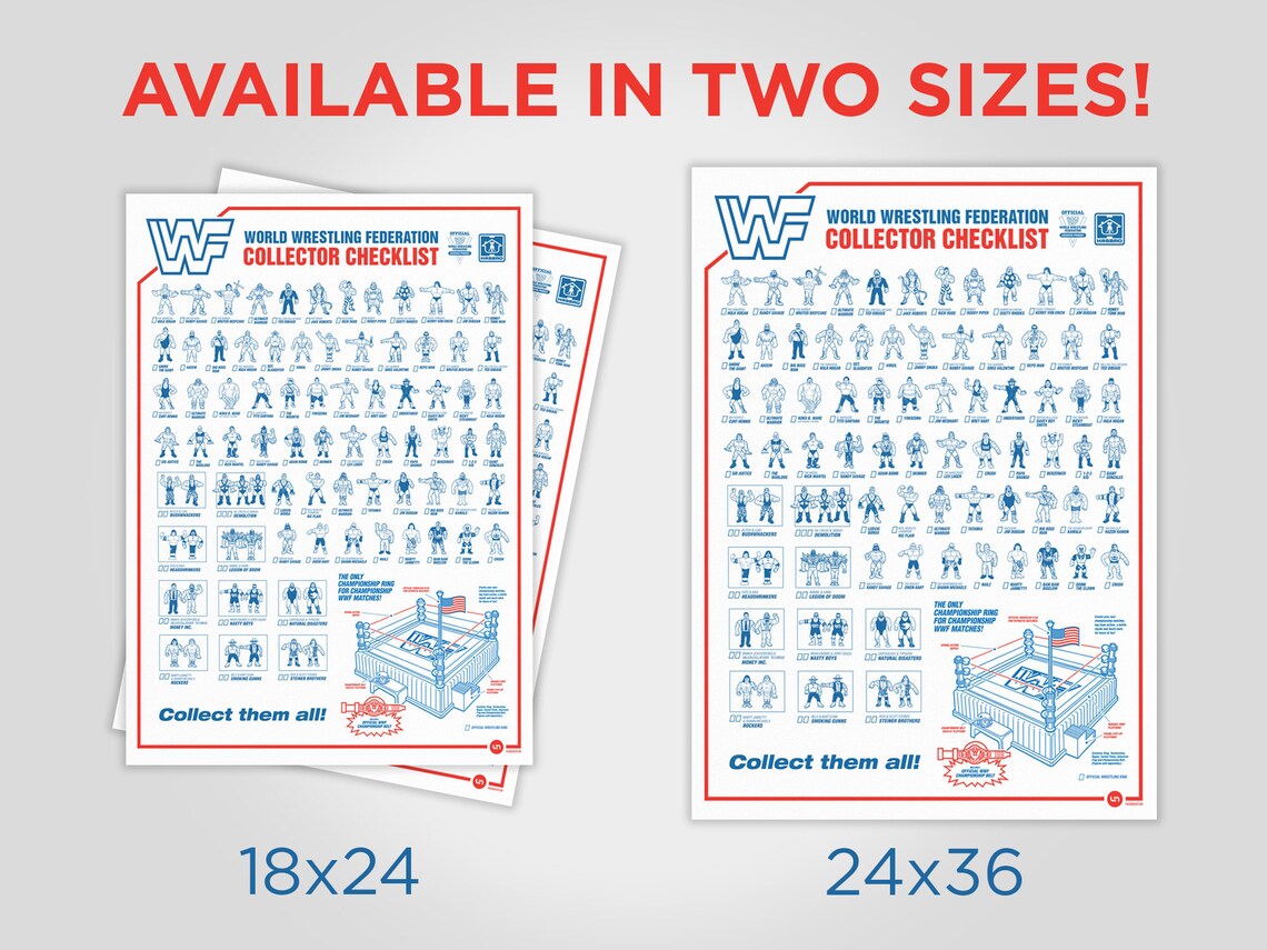 Ultimate WWE WWF Hasbro Collectors Checklist Poster 18x24 Etsy