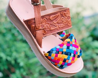 Handgefertigte Leder Huarache Sandale, mexikanische Boho Schuhe