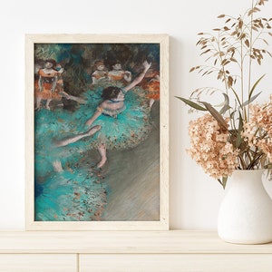 The Green Dancer Edgar Degas Poster, Blue Old Painting, Gray Bedroom Decoration, Retro Fine Art, Wall Hanging Print #629