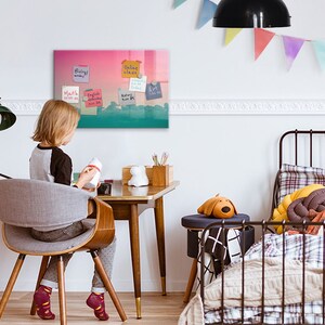 Pizarra magnética con degradado de cielo, organizador de pared, tablero de estado de ánimo multicolor, centro de comando horizontal, marcador + esponja