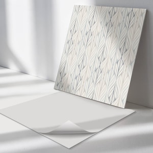 Leaf Pattern In Rhombuses PVC Wall Tiles, Beige Tile Stickers, Self Adhesive Tiles, Texture Tile Stickers, Wall Tile Stickers
