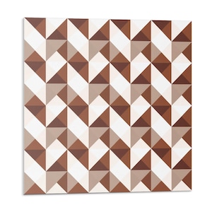 May include: Geometric pattern with brown and white triangles. The pattern is repeated throughout the image.