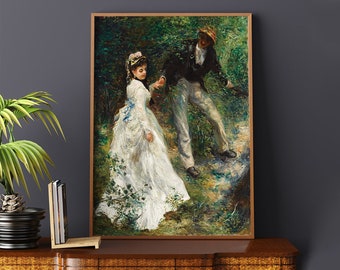 El paseo de Pierre Auguste Renoir n.º 143 Cuadro famoso, reproducción de cuadro, póster retro, verde, blanco, impresión de bellas artes, impresiones de museos