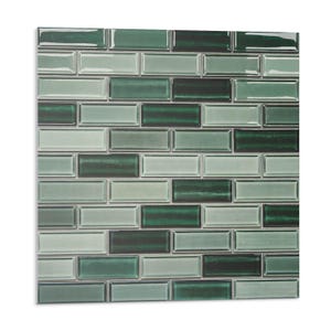 Rectangular Mosaic PVC Wall Tiles, Green Tile Stickers, Self Adhesive Tiles, Texture Tile Stickers, Wall Tile Stickers