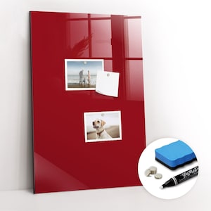 Pizarra magnética de color rojo, organizador de pared, tablero de estado de ánimo rojo, organizador de pared de color sólido, marcador + esponja