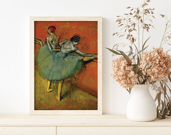 Dancers At The Bar Degas Edgar Poster, Orange Old Painting, Blue Bedroom Decoration, Retro Fine Art, Canvas Print #594