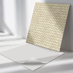 Azulejos de pared de PVC con textura en zigzag, adhesivos beige para azulejos, adhesivos autoadhesivos, adhesivos texturizados para azulejos, adhesivos para azulejos de baño