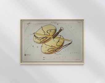 Schaubild Illustration Libra Sidney Hall #14 Sternbild Illustration, Beige, Gold, Sternbild Print, Astrologie Poster