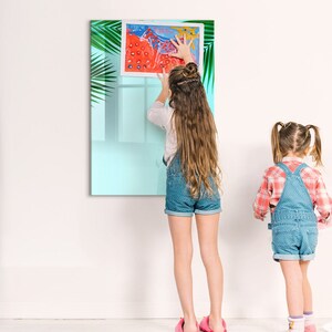 Palm Leaves Magnetic Board, Wall Organizer, Blue Mood Board, Wall Organizer Flowers and plants, Marker + Sponge
