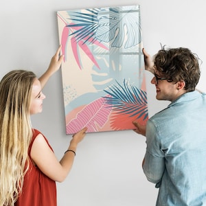Tablero magnético de hojas pastel, centro de comando, tablero de exhibición multicolor, organizador de pared con flores y plantas, marcador de borrado en seco