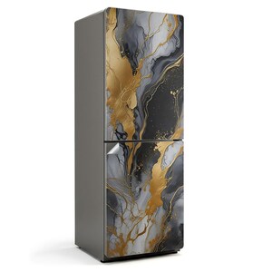 Abstract Vein Pattern Fridge Sticker, Yellow Fridge Door Cover, Kitchen Decoration, Patterned Stickers