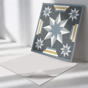 Geometry Of Stars And Rectangles Tile Stickers, Gray Peel and Stick Tiles, Tile Stickers, Texture PVC Wall Tiles, Bathroom Tile Stickers