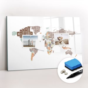 Tablero magnético con letras de colores, mapa de países visitados, lugares marrones en los que has estado, rastreador de viajes de lugares en los que has estado, marcador de borrado en seco