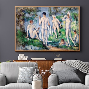 Group Of Bathers by Paul Cezanne #178 Reproduction Prints, Masterpiece Classic, Retro Prints, Green, Blue, Old Painting, Retro Poster