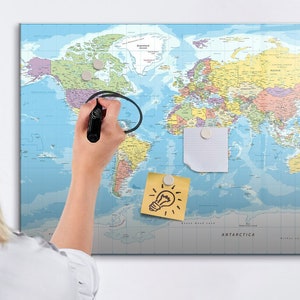 Political Map Of The World Magnetic Board, Travel Tracker, Multicolour Trip Map, Places Visited Map Travel Tracker, Dry Erase Marker