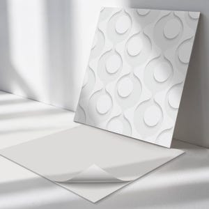 Abstract Circles Tile Stickers, White Self Adhesive Tiles, Tile Stickers, Texture PVC Wall Tiles, Wall Tile Stickers