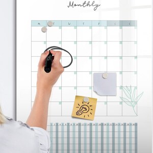 Planificador mensual magnético, horario, tablero de anuncios blanco, organizador de pared, marcador + esponja