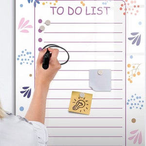 Pizarra magnética con lista de tareas pendientes, horario, tablón de anuncios blanco, organizador de pared, marcador + esponja