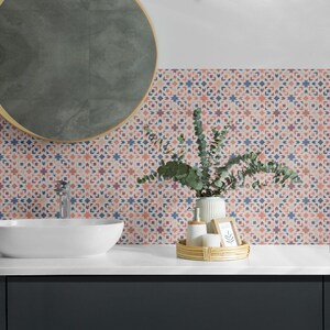 Geometric Patterns In Harmony PVC Wall Tiles, Beige Tile Stickers, Peel and Stick Tiles, Texture Tile Stickers, Bathroom Tile Stickers