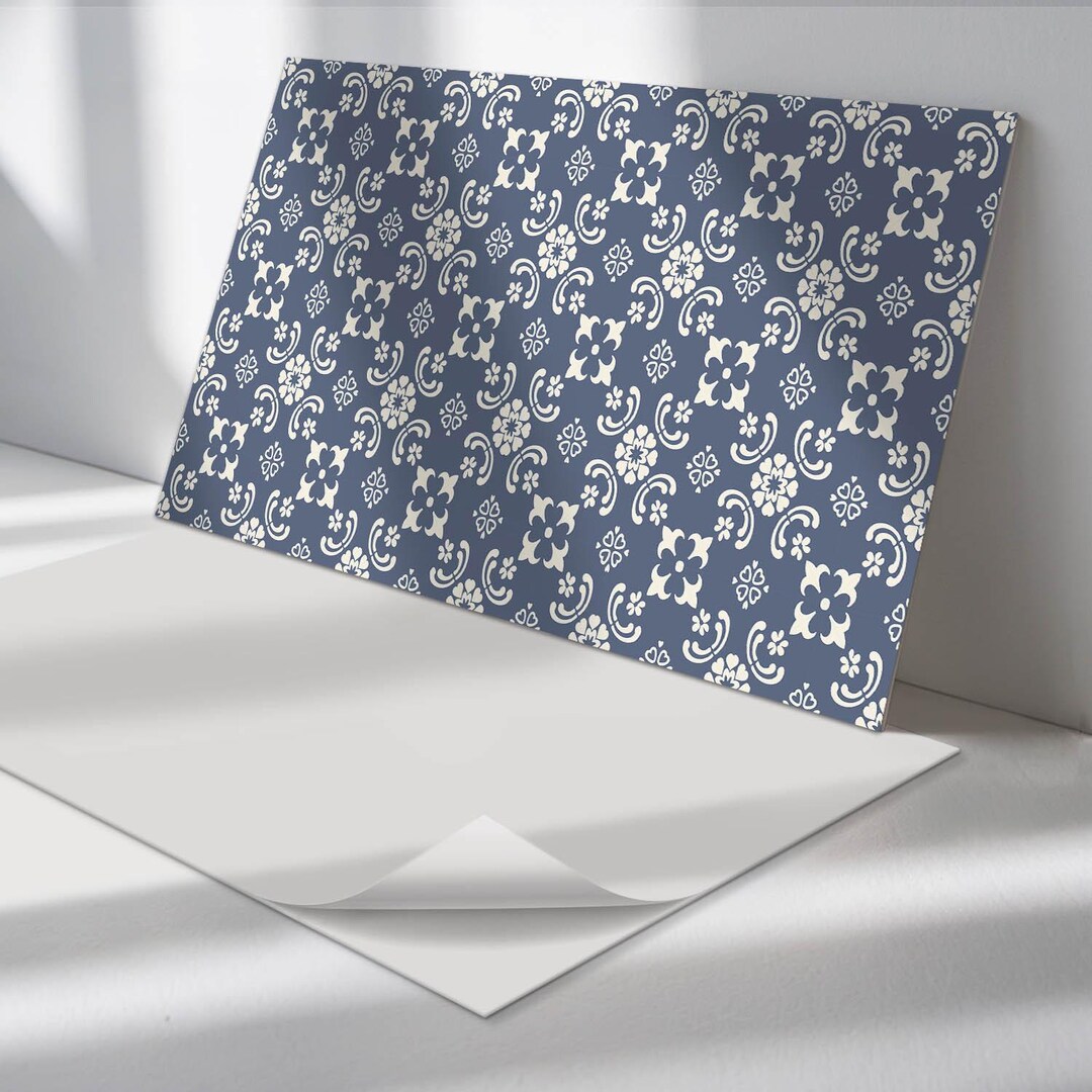 Cladding Panel Stickers Floral Panel Stickers, Navy Self Adhesive Panels, Backsplash Panel ...