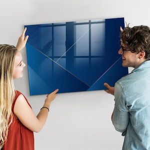Decorative Abstraction Magnetic Board, Photo Wall Display, Navy Memo Board, To Do List For Wall Abstraction Pattern, Marker + Sponge