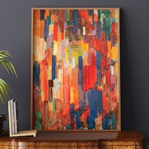 Among Verticals Frantisek Kupka #104 Reproduction Prints, Masterpiece Classic, Retro Prints, Blue, Colorful, Fine Art Print, Museum Prints