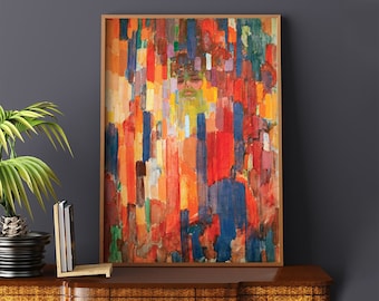 Among Verticals Frantisek Kupka #104 Reproduction Prints, Masterpiece Classic, Retro Prints, Blue, Colorful, Fine Art Print, Museum Prints