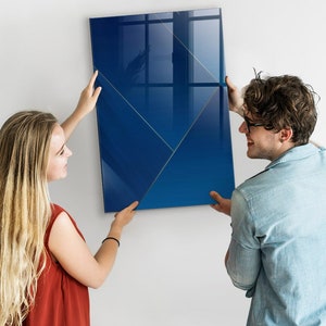 Pizarra magnética con patrón decorativo, organizador de pared, tablero de estado de ánimo azul, organizador de pared con patrón abstracto, marcador + esponja