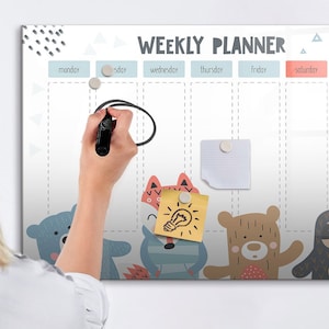 Weekly Schedule Magnetic Board, Reusable Calendar, White Bulletin Board, Memo Board Organizer, Dry Erase Marker