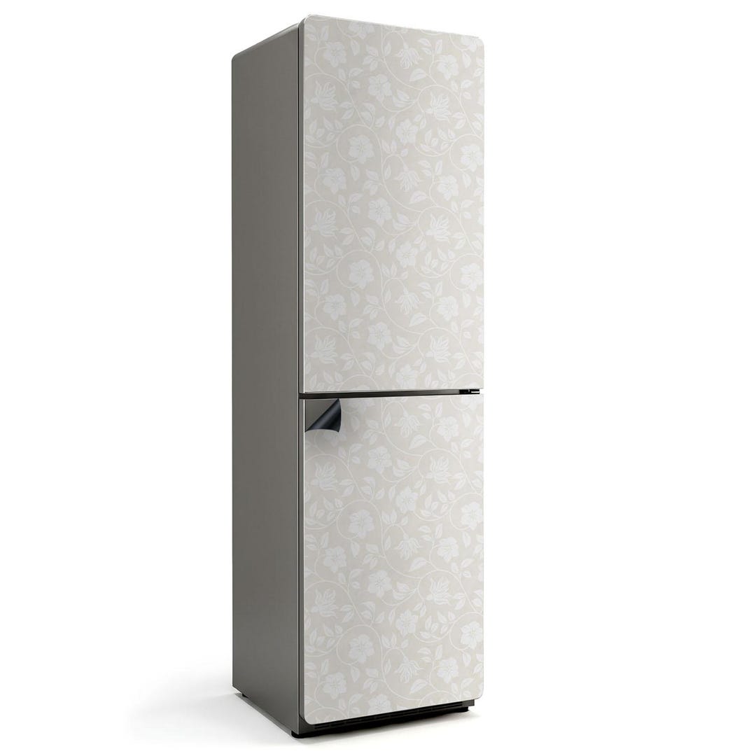 Delicate Floral Pattern Fridge Magnetic Decal, Creamy Stylish Fridge ...