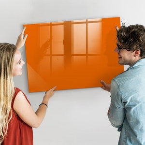 Tablero magnético de color naranja, lista de tareas para la pared, tablero de mensajes naranja, exhibición de fotos de pared de color sólido, marcador + esponja