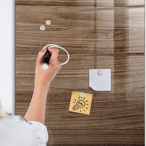Pizarra magnética de madera nueva, organizador de pared, tablero de estado de ánimo marrón, organizador de pared con patrón natural, marcador + esponja