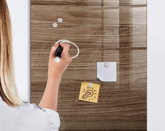 New Wood Magnetic Board, Wall Organizer, Brown Mood Board, Wall Organizer Nature Pattern, Marker + Sponge