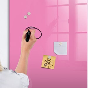 Pizarra magnética de color rosa, organizador de pared, tablero de estado de ánimo rosa, organizador de pared de color sólido, marcador + esponja