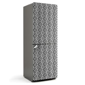 Zigzag Geometry Fridge Door Cover, Black And White Refrigerator Sticker, Fridge Decor, Kitchen Decoration