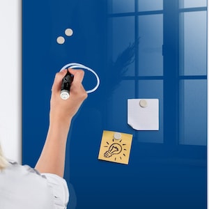 Pizarra magnética de color azul, organizador de pared, tablero de estado de ánimo azul, organizador de pared de color sólido, marcador + esponja