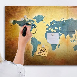 Tablero magnético con mapa antiguo del mundo, mapa de lugares visitados, rastreador de viajes multicolor, rastreador de viajes con mapa de lugares visitados, marcador + esponja