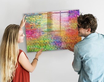 Tableau magnétique mural peint, présentoir photo mural, tableau pour mémo multicolores, liste des tâches pour un motif abstrait mural, marqueur + éponge