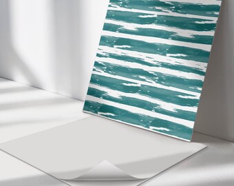 Kakelklistermärken med ränder i ett delikat mönster, självhäftande kakelplattor med turkosa färger, kakelklistermärken, väggplattor med textur i PVC, kakelklistermärken