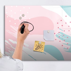 Pastel Abstraction Magnetic Board, Wall Organizer, Multicolour Mood Board, Command Center Abstraction Pattern, Marker + Sponge