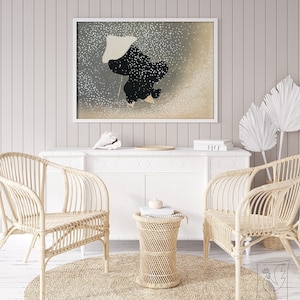 Japan Art Snow Momoyogusa by Kamisaka Sekka #229 Retro Poster, Beige, Black, Art Reproduction, Fine Art Print, Retro Japanese Art