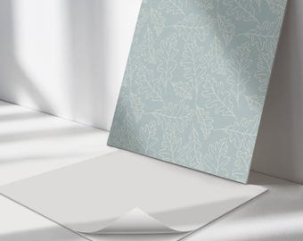 Pegatinas para azulejos con hojas sobre un fondo delicado, azulejos turquesa autoadhesivos, azulejos de pared de PVC con diseño floral, pegatinas para azulejos de baño