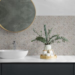 Various Shapes Tile Stickers, Beige Peel and Stick Tiles, Tile Stickers, Texture PVC Wall Tiles, Bathroom Tile Stickers