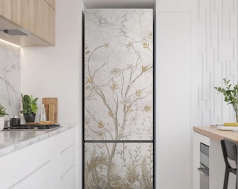 Adesivo per frigorifero con motivo a pianta e rami, pellicola beige per frigorifero, adesivo rimovibile, regalo di inaugurazione della casa