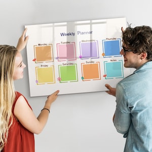 Pizarra magnética para planificador semanal, horario, tablero de notas multicolor, organizador de planificador semanal, marcador de borrado en seco