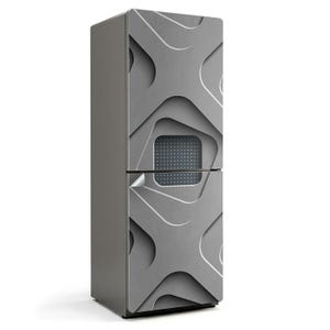 Abstract 3D Pattern Fridge Door Cover, Gray Refrigerator Sticker, Housewarming Gift, Kitchen Stickers