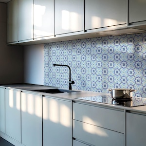 Ornamental Motifs Tile Stickers, Blue Peel and Stick Tiles, Tile Stickers, Texture PVC Wall Tiles, Bathroom Tile Stickers